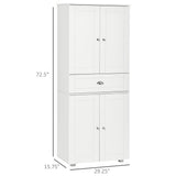 HOMCOM 72" Freestanding Kitchen Pantry Cabinet with 2 Large Double Door Cabinets and 1 Center Drawer, White HOMCOM
