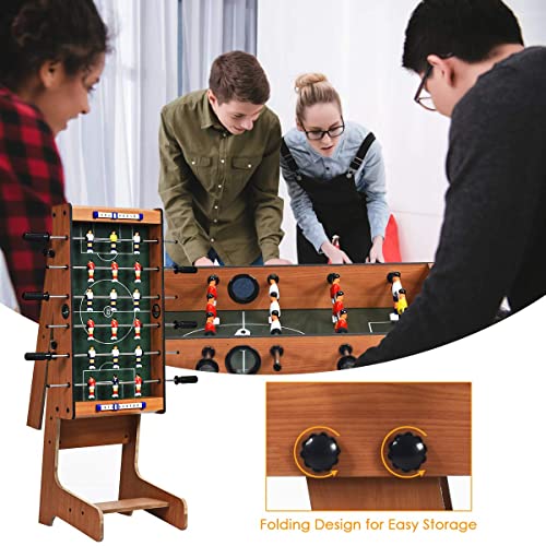 Giantex 27in Folding Foosball Table with 2 Mini Footballs, Score Keepers - ASTM Certified for Indoor Recreation, Great for Family Game Nights and Parties Giantex