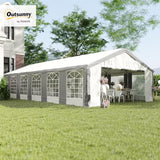 Outsunny 20 x 40 ft Heavy Duty Party Tent Outdoor Gazebo Wedding Tent Event Shelter Carport BBQ with Removable Sidewalls & Windows, Outside Waterproof Canopy for Parties, White and Gray Outsunny