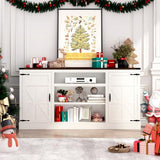 Hlivelood 66" Farmhouse TV Stand with Power Outlets for 75 65 Inch TVs, 33" Tall Entertainment Center with Storage Cabinets w/Adjustable Shelves, Rustic Large TV Media Console for Living Room, White Hlivelood