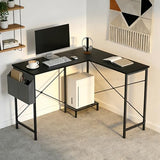 Sagenest L Shaped Desk, 50 Inch Reversible Computer Desk Corner Gaming Table with CPU Stand & Storage Bag, Sturdy Metal Frame PC Workstation for Home Office SageNest