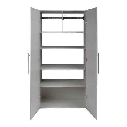 Prepac HangUps Large Storage Cabinet - Immaculate Light Gray 36" Cabinet with Storage Shelves and Doors; Ideal for Bin and General Storage Solutions - WoodArtSupply