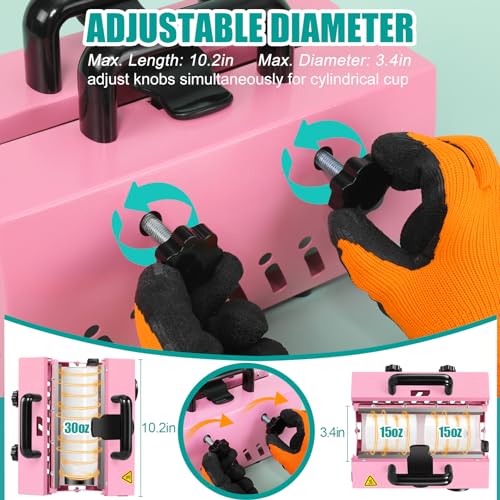 Whubefy Tumbler Heat Press Machine Pink for 30oz 20oz Sublimation Blank Skinny Tumbler 11-16oz Coffee/Ceramic/Stainless Steel/Aluminium Mug Cup with Heat Paper, Tape & Gloves As Gift for Easy Custom Whubefy
