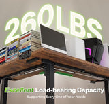 Huuger L Shaped Standing Desk with Power Outlets, 63 x 55 Inch Height Adjustable Computer Desk for Bedroom, Corner Stand up Desk for Home and Office, Work and Study, Rustic Brown Huuger