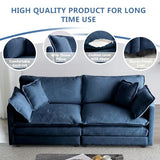 VICBARLEY Modular Sectional Sofa with 2 Seat 76.7" Convertible Chenille Couch Futon with 2 Armrest Pillows and 2 Throw Pillow for Living Room,Office and Apartment,Blue VICBARLEY