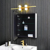 IDYLLOR Black Bathroom Mirror Medicine Cabinet with Round Corner Framed Door 24 x 30 inch, Recessed or Surface Mount, with Adjustable Glass Shelves IDYLLOR