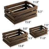 ZOOFOX Set of 3 Nesting Wooden Crates, Rustic Wood Basket with Handles, Decorative Farmhouse Wooden Storage Container Boxes for Party, Office, Bedroom, Kitchen and Closet ZOOFOX