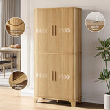 Decofy 69" Tall Kitchen Pantry Storage Cabinet with Sliding Door, Modern Curved Edge Pantry Storage Cabinet with 5 Shelves, Cupboard for The Kitchen, Dining Room, Bedroom, Living Room, Office (Oak) Decofy