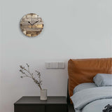 ACOZUHSE Silent Non-Ticking Wall Clocks, Brown Wood Barn Board Brown Pine Plank Rustic Wall Clocks, Battery Operated 11.8"x11.8" Round Wall Clock for Home Decor Living Room Kitchen Office ACOZUHSE