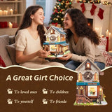 UFLJPKS Book Nook Kit for Adults and Teens, DIY Miniature House Kit with Led Light, 3D Wooden Puzzles for Adults, Wood Gifts for Family and Friends(Cuckoo House)