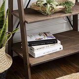Stylish Brown Wood Bookcase with X Back Design - 4 Shelf Modern Farmhouse Storage Unit Walker Edison