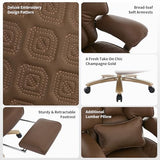 EXCEBET Big and Tall Executive Office Chair with Footrest, 400LBS Capacity Ergonomic High-Back Desk Office Chair with Lumbar Support, Padded Armrests & Thick Cushion, Brown PU Leather Chairs EXCEBET