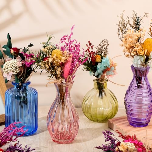 Tinideya 48 Pcs Dried Flowers Bouquet Boho Mini Dried Flower with Stem Small Dried Floral Plants Mixed Natural Flowers Bundles for Crafts Vase DIY Photo Props Wedding Decoration - WoodArtSupply