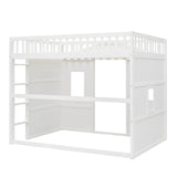 Full House Loft Bed Frame for Kids, Wood Full Loft Bed with Windows and Guardrail, Playhouse Bed, Full Size Loft Bed for Boys & Girls, No Box Spring Needed, Underbed Height is 51 Inches, White Harper & Bright Designs