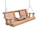 Porchgate Amish Heavy Duty 800 Lb Rollback Console Treated Porch Swing with Hanging Chains (Cedar Stain) Porchgate