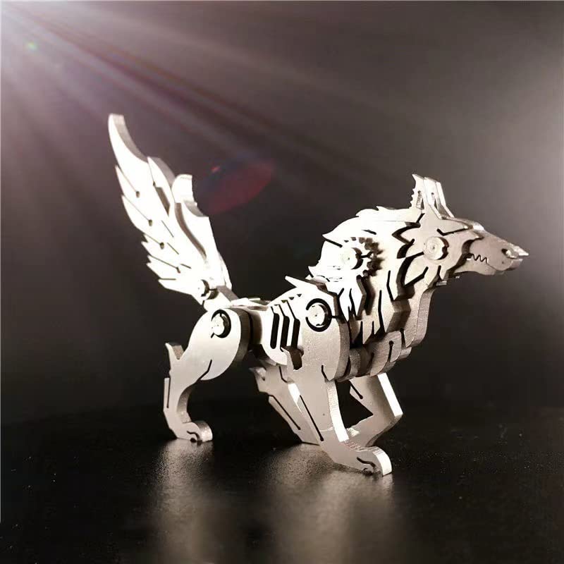 3D Metal Model Kits, Mechanical Wolf 3D Metal Puzzle,Steel Animal Series DIY Brain Teasers Simple 3D Puzzles Home Decor Art Craft Gifts Toys for Adult FILASLFT