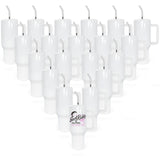 AGH 40 oz Sublimation Tumblers with Handle, 20 Pack White Mugs Insulated Tumbler with Lid and Stainless Steel Straw, Reusable Vacuum Coffee Car AGH
