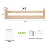 DUICIRX Nursery Room Shelves Set of 4, Wood Floating Book Shelves for Kids Room, Baby Book Shelf for Nursery, Kitchen Spice Rack (Natural Wood) DUICIRX