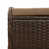 vidaXL Patio Stool with Cushion - Brown Poly Rattan Outdoor Ottoman Seating - Steel Frame - 22.8" x 18.1" x 18.1" vidaXL