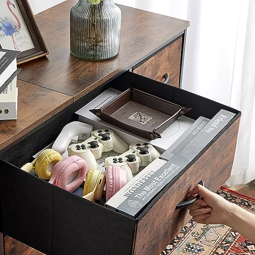 EnHomee Dresser TV Stand with Drawers, Media Console Table for 60 '', TV Console with 9 Drawers for Bedroom, Entertainment Center with Sturdy Metal Frame & Wood Top,Living Room,Closet, Rustic Brown EnHomee