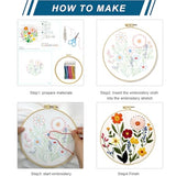 Zhenqing Flower Embroidery Kit for Beginners, Floral Hand Embroidery Starter Kit with Pattern, Wildflower Needlework Craft Set with Cotton Fabric, Hoop, Threads, Needles and Embroidery Tools (C0125)