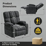 Pipishell Power Recliner Chair for Adults, One-Touch Synchronized Reclining, Oeko-TEX Chenille Fabric Electric Recliner with Remote USB Ports, Cup Holder & Side Pockets, for Living Room & Bedroom