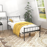 LUBEDCY Queen Metal Platform Bed Frame, Victorian Vintage Style, Wrought Iron Headboard, Steel Slats, No Box Spring Needed (Black, Twin) LUBEDCY