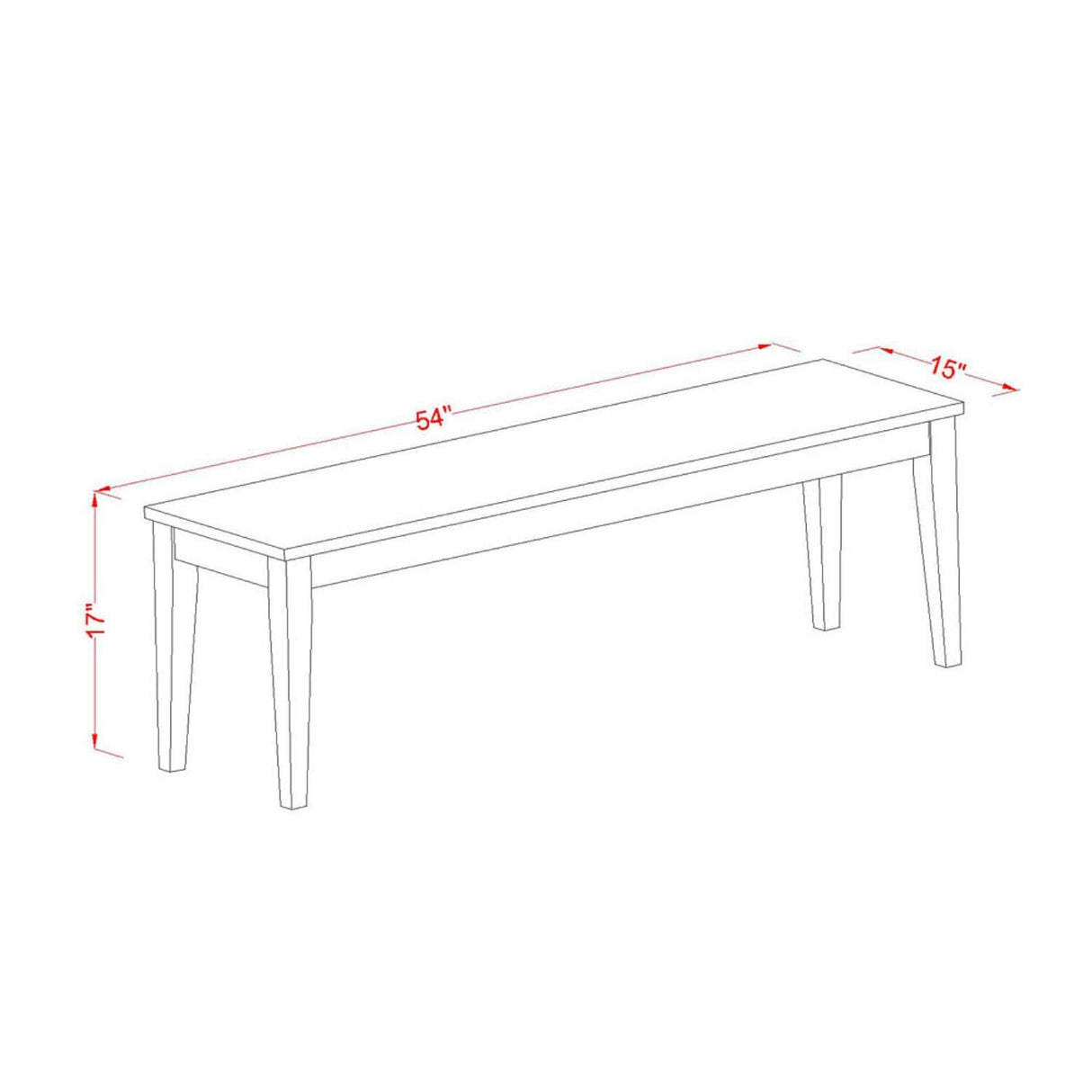 East West Furniture Nib-WHI-W Nicoli Dining Room Bench with Wood Seat, 54x15x17 Inch, Buttermilk & Cherry East West Furniture