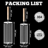 Ivtivfu Nesting Grill Baskets (2PCS, 2024), Removable Wooden Handle, 304 Stainless Steel, Rolling Grilling Net, BBQ Accessories Tools for Vegetables Shrimp, Outdoor Cooking Camping, Gifts for Men Dad Husband Ivtivfu