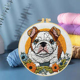 Punch Needle Kits English Bulldog Under Sunset Embroidery Starter Set with Hoop Easy for Beginners DIY Stress Relief Handmade Craft Hobby and Home Decor 20x20cm-3