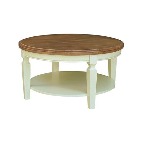 IC International Concepts International Concepts Vista Solid Wood Round Coffee Table, Hickory/Shell IC International Concepts