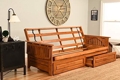 Kodiak Furniture Phoenix Futon Set with Oregon Trail Java Mattress and Storage Drawers, Full, Barbados Kodiak Furniture