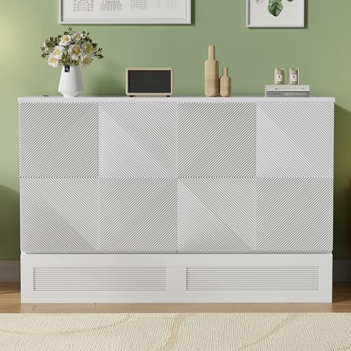 PVWIIK Full Murphy Bed with Storage Drawer & Charging Station for Home Office, Studio or Guest Room,Full Size Bed Frame Murphy Bed with USB Port,Space Saving Design, White PVWIIK