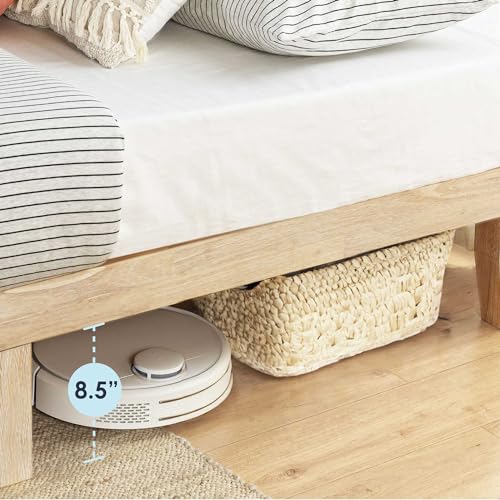 Mellow Naturalista Classic 12 Inch Solid Wood Platform Bed with Wooden Slats, Queen, White Wash Mellow