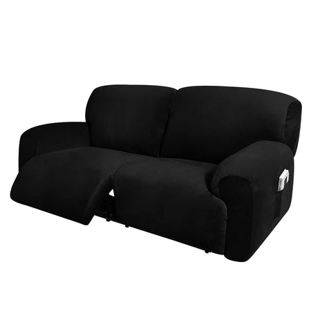 ULTICOR Extra Wide 75" - 100", Reclining 2 Seater Sofa, Extra Wide Reclining Love Seat Slipcover, 6-Piece Velvet Stretch, Reclining Sofa Covers, Thick, Soft, Washable (Black) ULTICOR