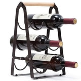 HMKAIJUFUL Wine Rack, 6 Bottle Wooden Countertop Free Standing Shelf,3 Tier Bottle Holder Stand for Home Bar Tabletop, Cabinet Inserts, Kitchen, Wine Cellar Storage No Assembly(Black) HMKAIJUFUL