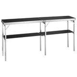 VEVOR Extra Long Folding Portable Bar Tradeshow Podium Table for Indoor, Outdoor, Party, Picnic, Exhibition, Includes Carrying Case, Storage Shelf and Black Skirt, 77.95" x 15.16" x 34.65" VEVOR