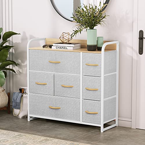 YITAHOME Dresser with 7 Drawers - Fabric Storage Tower, Organizer Unit for Bedroom, Living Room, Hallway, Closets - Sturdy Steel Frame, Wooden Top & Easy Pull Fabric Bins