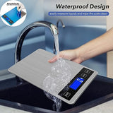 33lb Food Kitchen Digital Scale,1g/0.05oz Precise Graduation, USB Charging Kitchen Scale, Waterproof Stainless Steel with LCD Display, Ounces and Grams for Weight Loss, Cooking, Baking (Silvery)