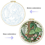 ZuoAnLF Green Dragon Handmade DIY Embroidery kit for Beginners Adult,ncludes Embroidery Cloth, Instructions, Embroidery Frame and Needle and Thread, Suitable for Craft Lover Hand Stitch Gifts