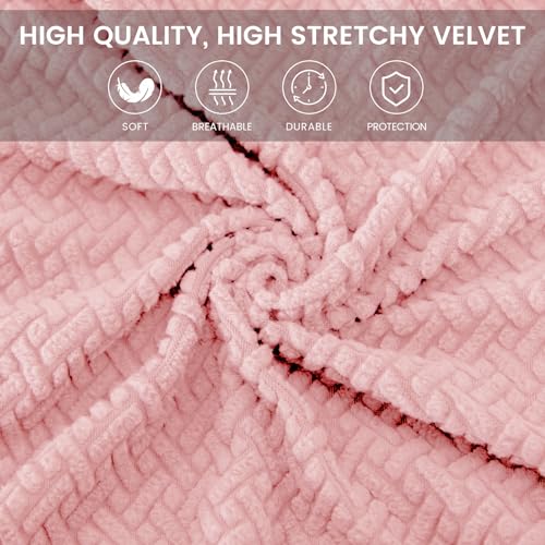 MIFXIN Computer Office Chair Cover Stretch Elastic Slipcover 2 Piece Stretchable Knitted Universal Computer Chair Seat Cover Furniture Protector for Office Home (Jacquard Pink) MIFXIN