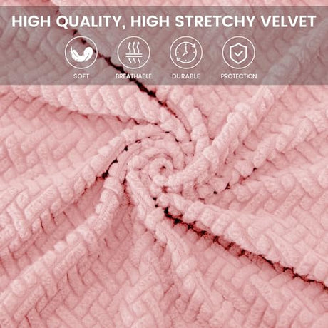 MIFXIN Computer Office Chair Cover Stretch Elastic Slipcover 2 Piece Stretchable Knitted Universal Computer Chair Seat Cover Furniture Protector for Office Home (Jacquard Pink) MIFXIN
