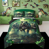 Feelyou Kids Dino Comforter Set Twin Size for Boys Green Dinosaur Bedding Soft Microfiber Dino Bed Set All Season Dinosaur Duvet Quilt with 1 Comforter + 1 Pillowcase Feelyou