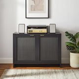 Crosley Furniture Kenji Media Console, Record Player Stand with Vinyl Storage, Modern Home Organizer, Black Crosley Furniture