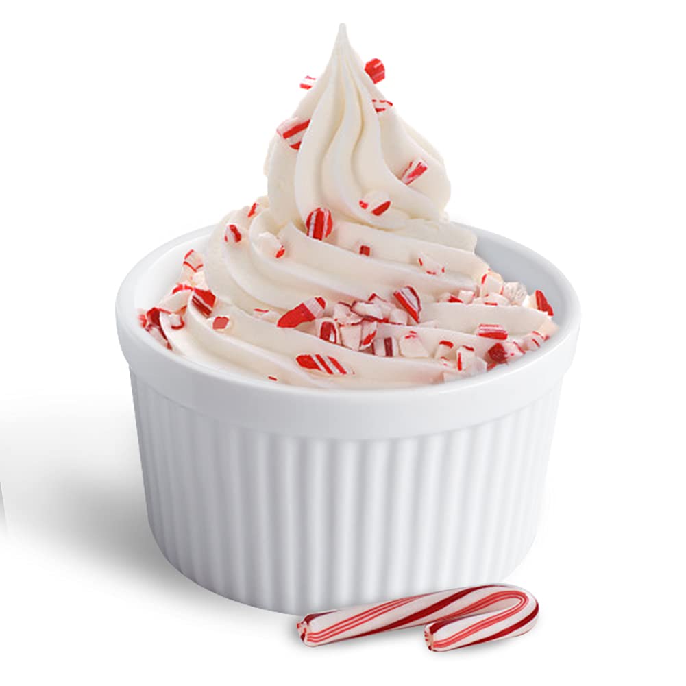 Cinf White 14 oz Set of 4 Souffle Dishes Ramekins Oven Microwave Safe Bowls Creme Brulee Set Sauce Cups for Baking Cooking Dessert Porcelain Pudding Cups Cinf