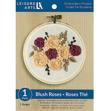 LEISURE ARTS Embroidery Kit 4" Blush Rose (French) - Embroidery Kit for Beginners and Adults, Cross Stitch Kits with Patterns, DIY Starter Set for Seasonal Craft Projects