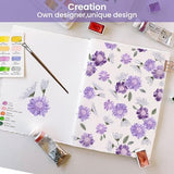Softan Puple Floral Queen Sheet Set, 4-Piece Microfiber Printed Fitted Sheet with 15" Deep Pockets & Non-Slip Straps, White Flower Patterned Bedding Sheets & Pillowcase Set Softan