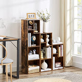 VECELO Small Bookshelf, 5 Cube Slim Bookcase, Fits Tallest Hardcovers, Horizontal Available, Modern Floor Standing Unit, Each Shelf Hold Up to 66 LBS, Vintage Brown VECELO