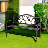Sophia & William Outdoor Bench, Porch Bench, Garden Bench, Wrought Iron Bench with Backrest and Armrests, Bronze Sophia & William