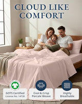LANE LINEN Eco Friendly 100% Organic Cotton Twin Sheet Set, Hotel Quality Premium Bedding Sheets & Pillowcases Set Twin Size, Soft & Comfy Percale Sheets, Machine Wash Bed Sheets- Sepia Rose LANE LINEN